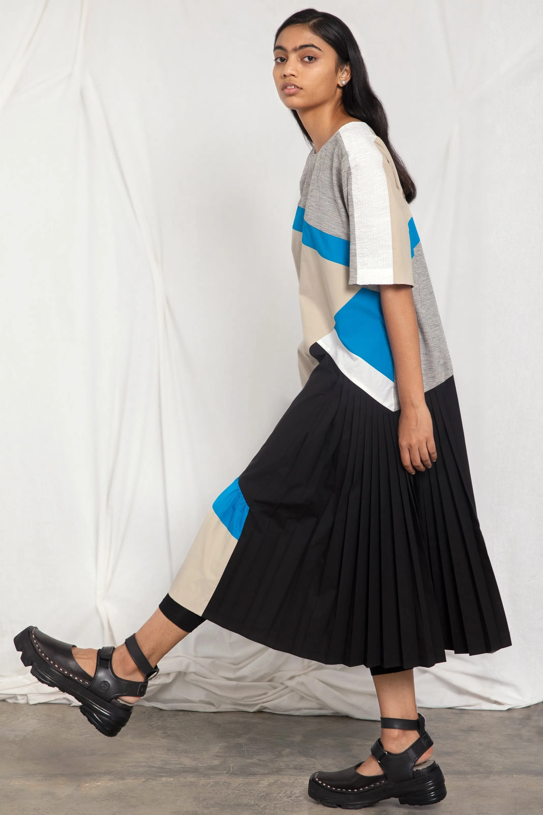 A-line colour-blocked dress