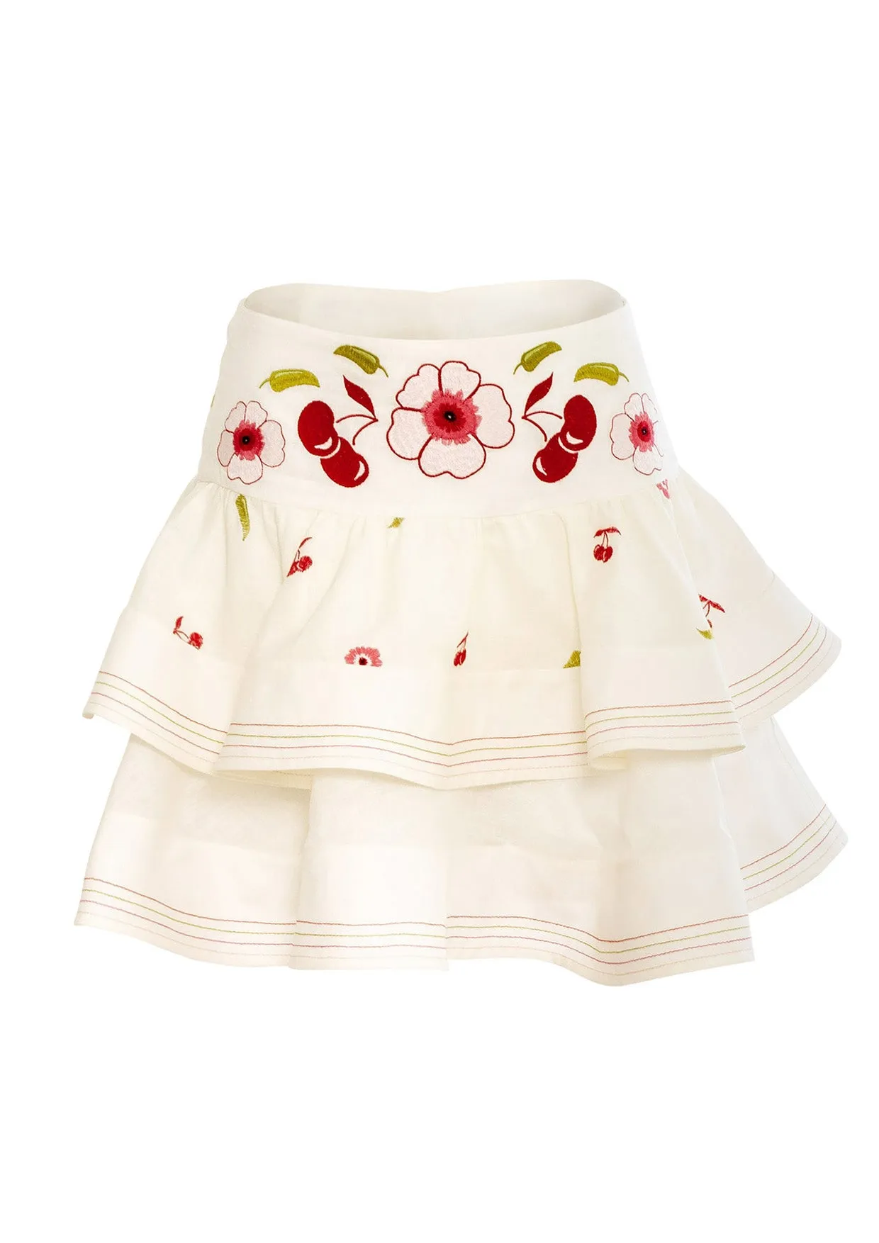 Al Fresco Embroidered Linen Mini Skirt