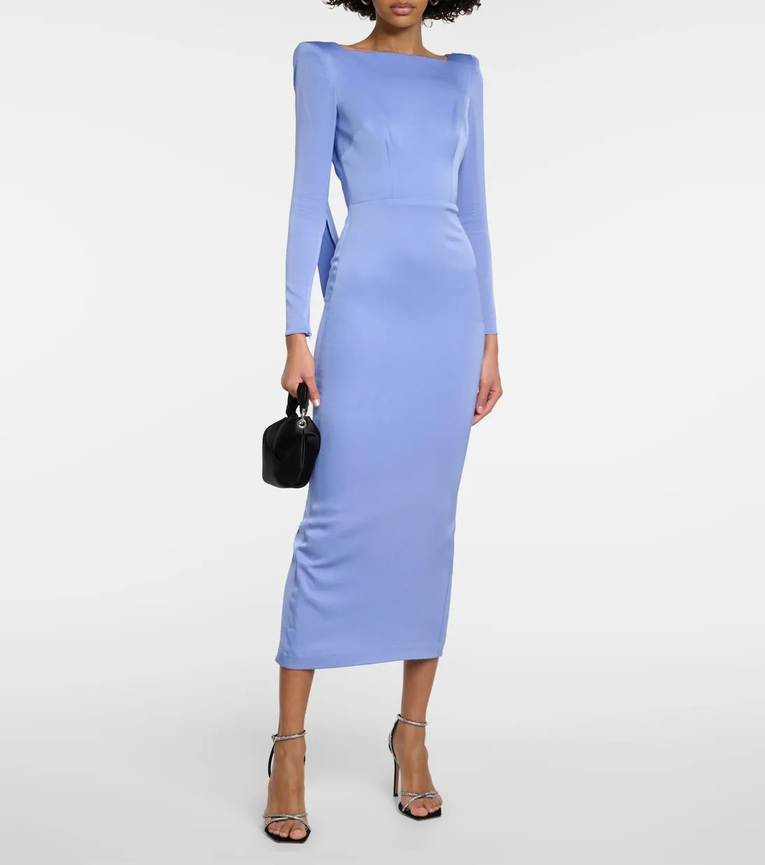 Alex Perry draped crepe satin midi dress, blue