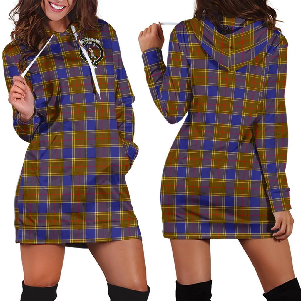 Balfour Tartan Hoodie Dress with Family Crest