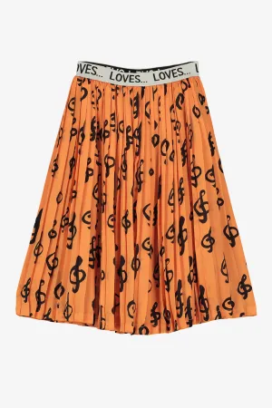 Beau Loves Pleated Girls Skirt - Orange (Size 4/5 left)