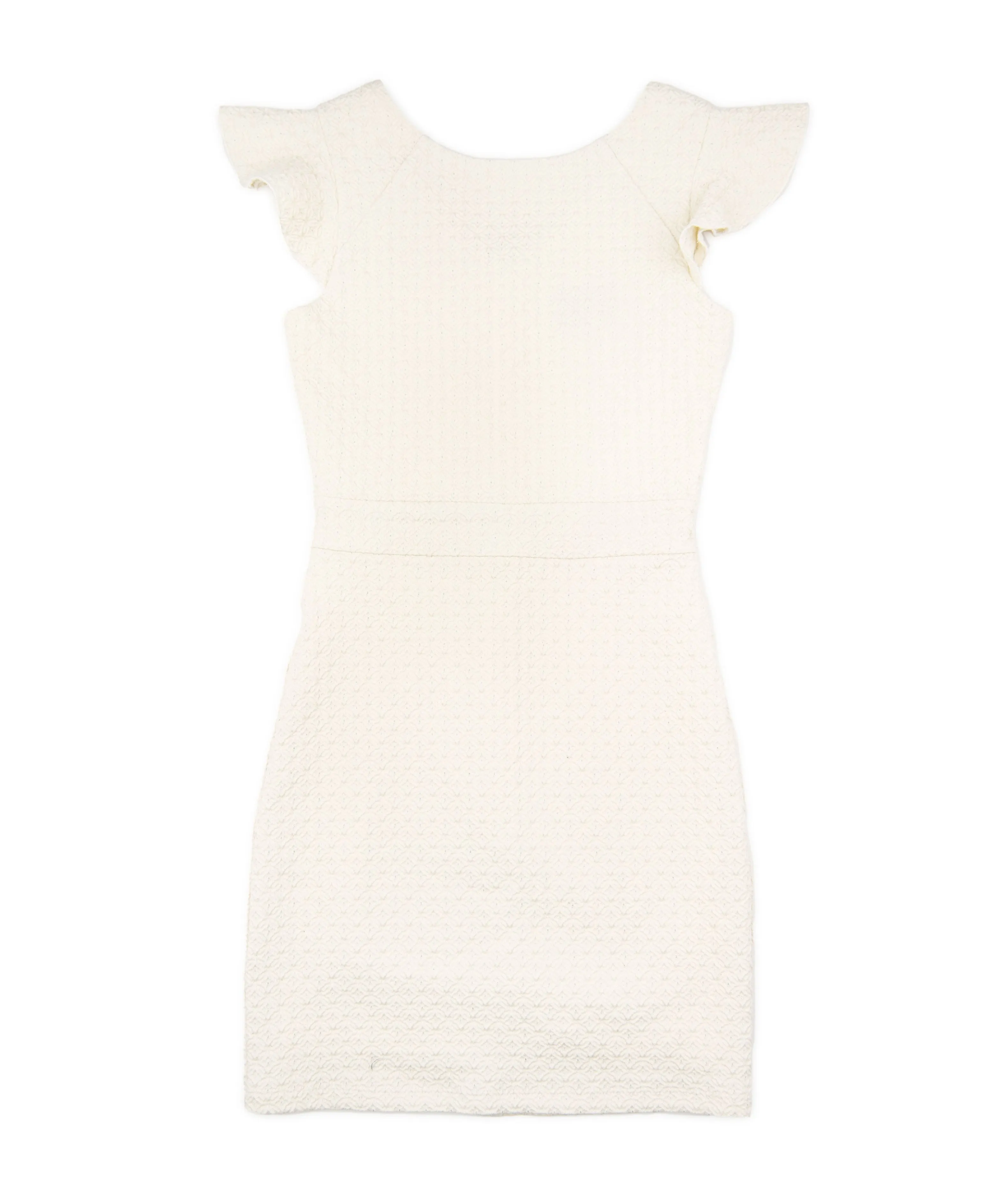 By Debra Girls Ivory Silver Fleck Flutter Sleeve Sheath Dress