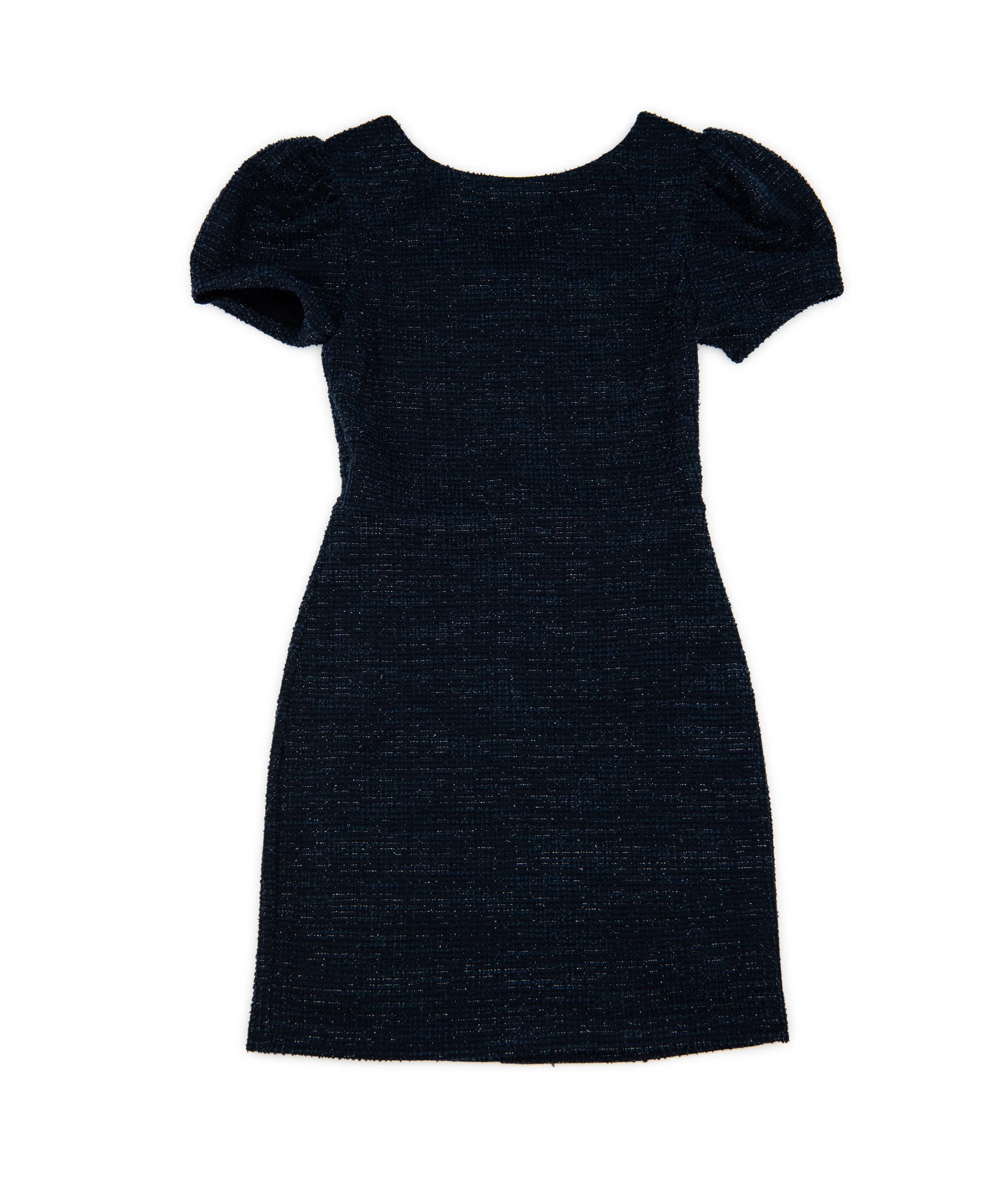 By Debra Girls Navy Boucle Puff Sleeve Sheath Dress