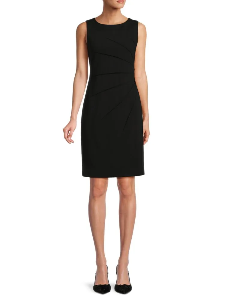 Calvin Klein Pleated Sheath Dress, Black