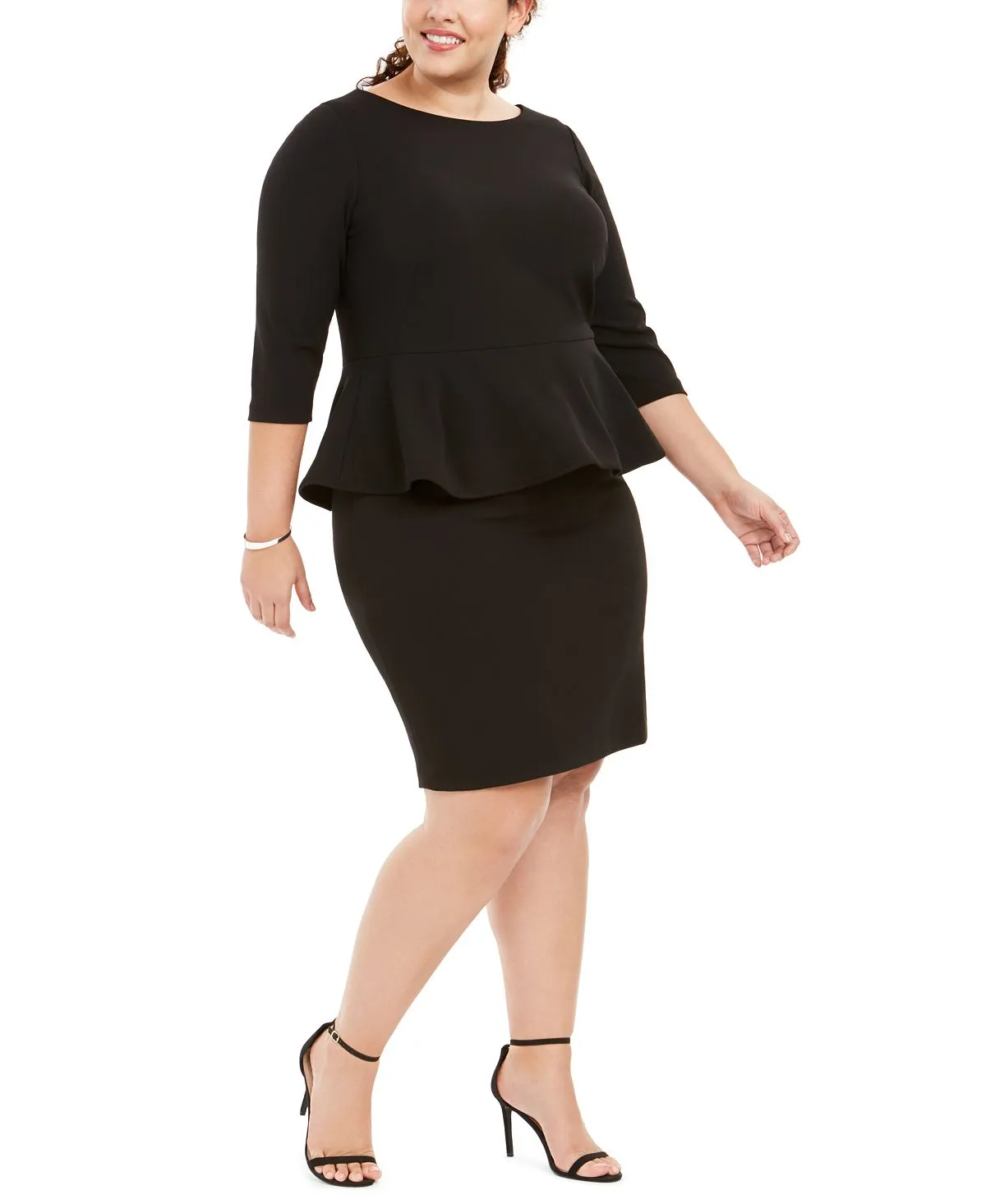 Calvin Klein Plus Size Peplum Sheath Dress, Black