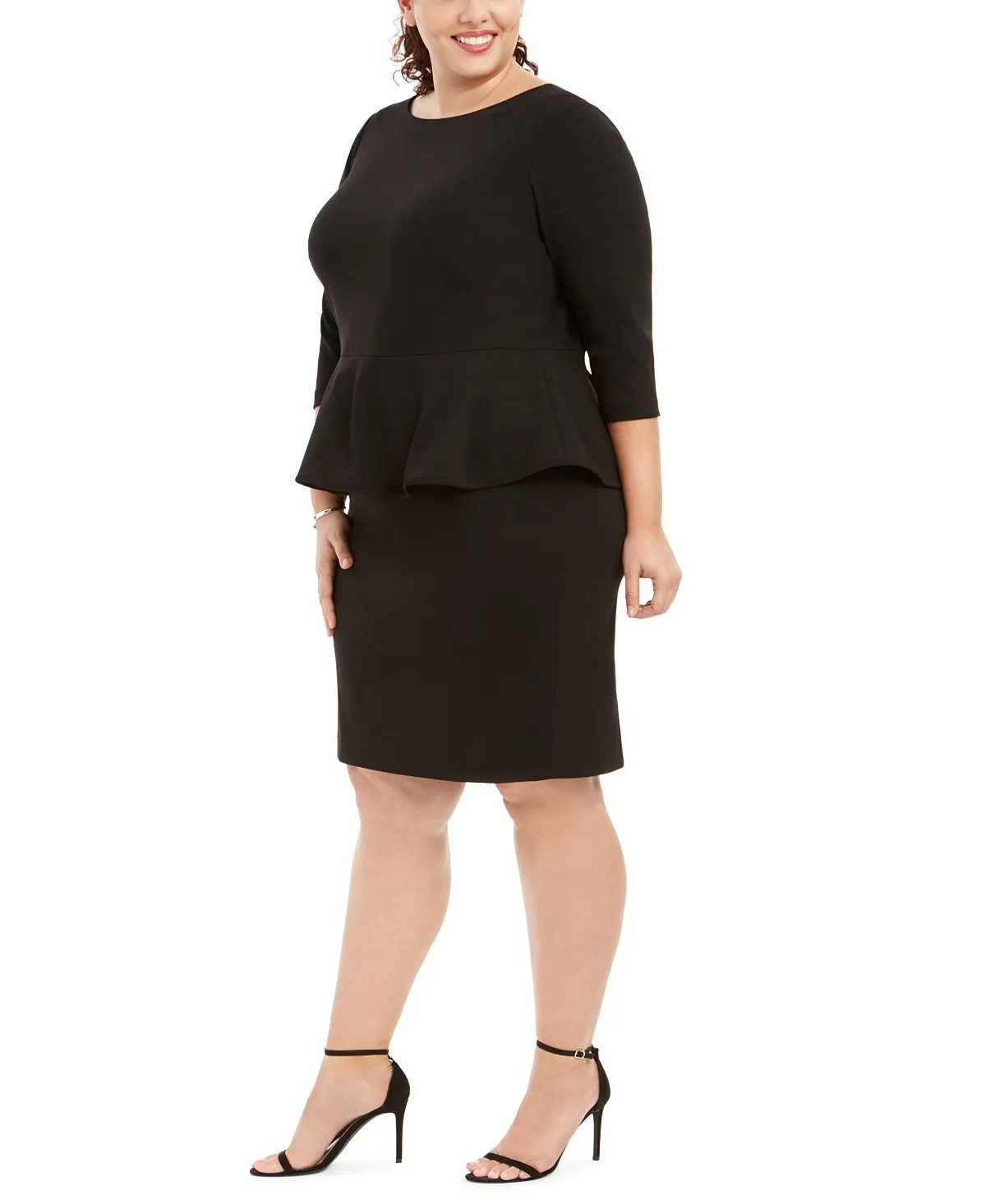 Calvin Klein Plus Size Peplum Sheath Dress, Black