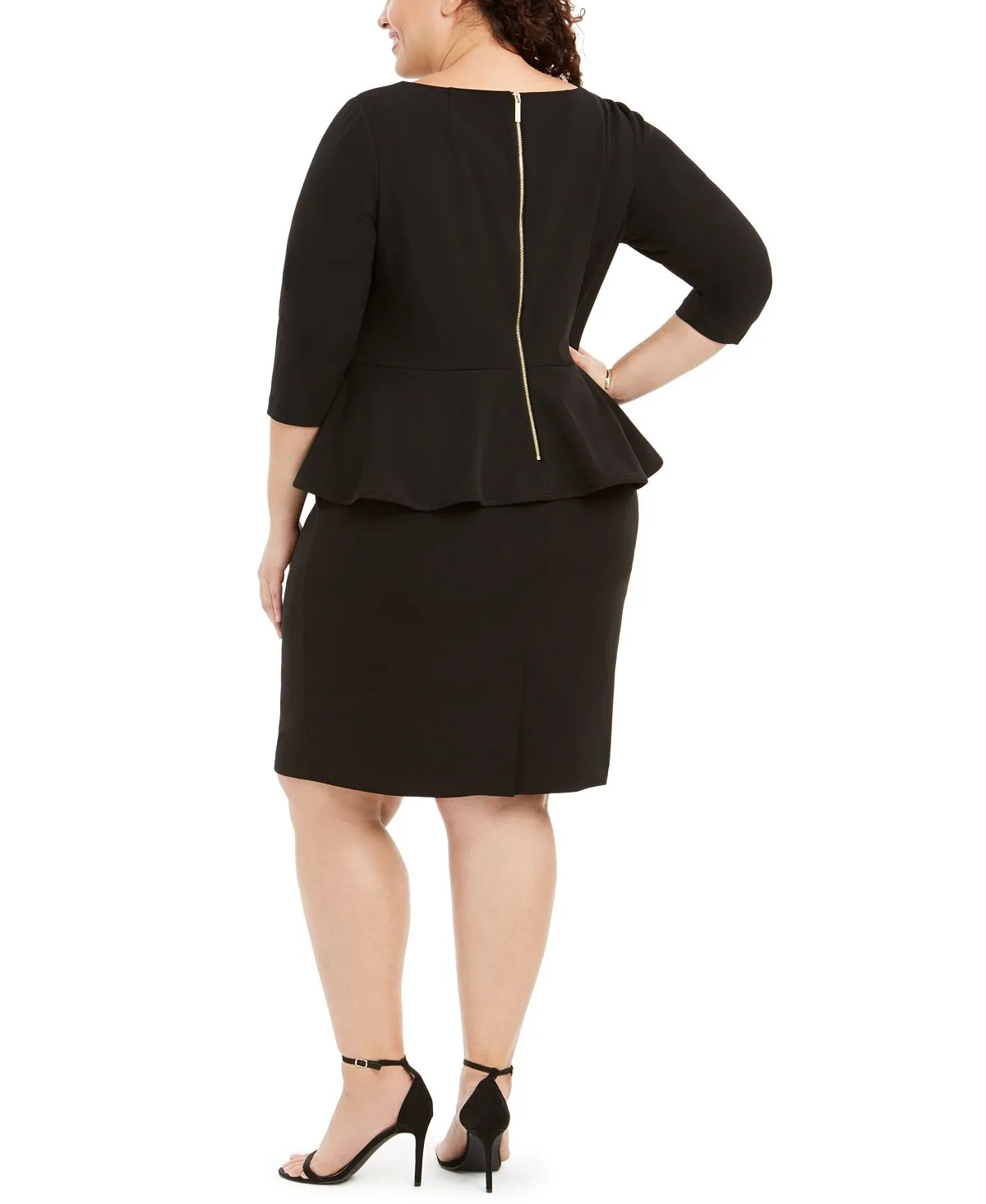 Calvin Klein Plus Size Peplum Sheath Dress, Black