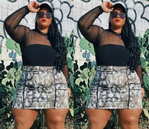 Camo Plus Size Mini Skirt