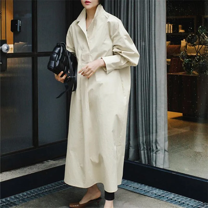 Class Bowknot Long Sleeves Maxi Shirt Dresses