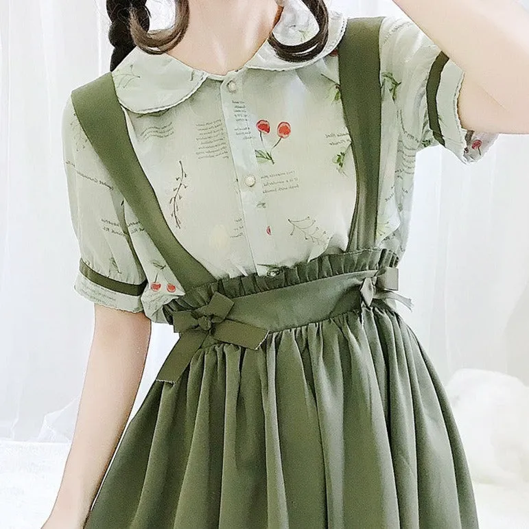 Cosplay with Style: Green Japanese Lolita Kawaii Pleated Long Skirt