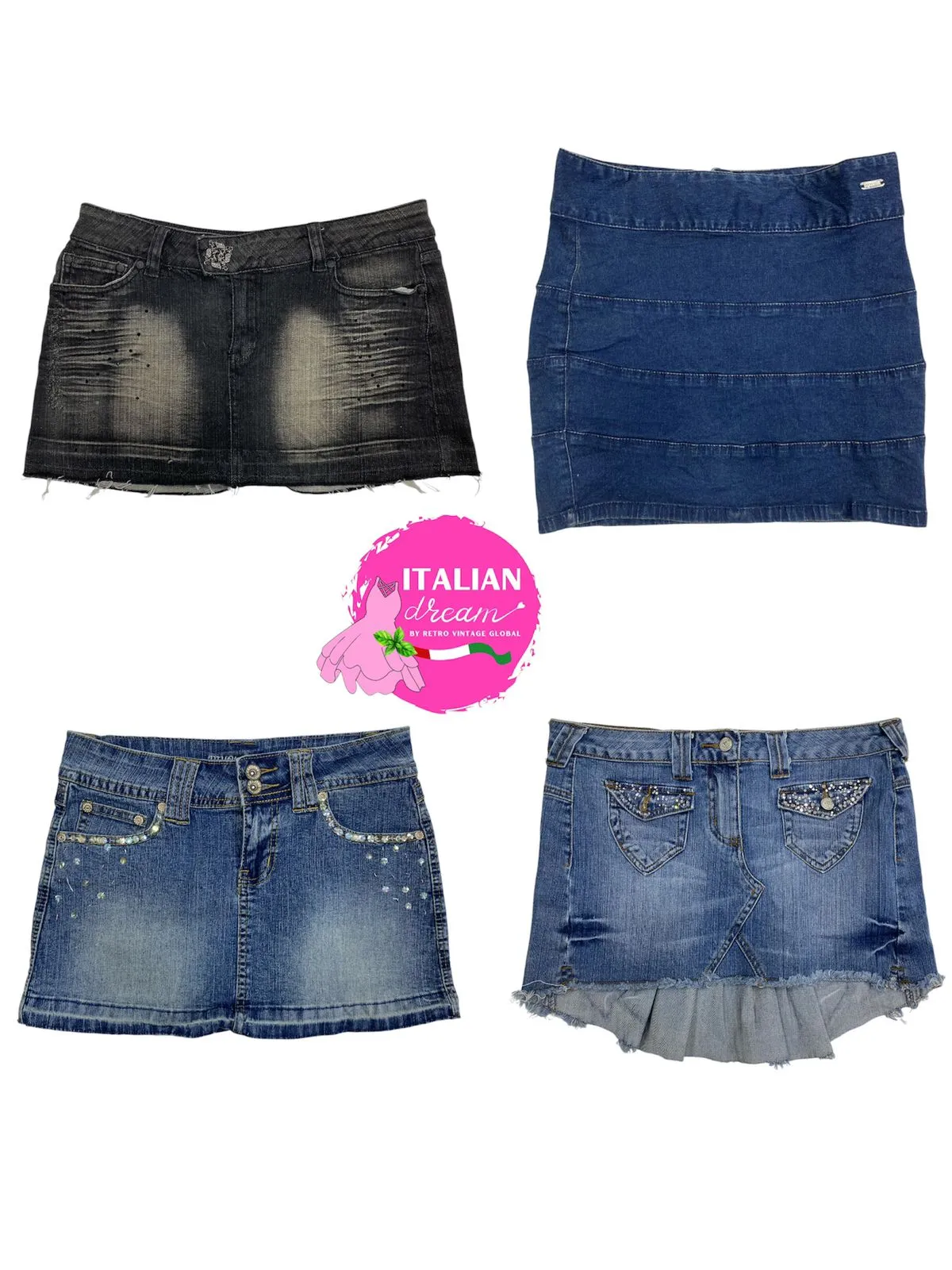 Dirt Fade unique mini denim skirts