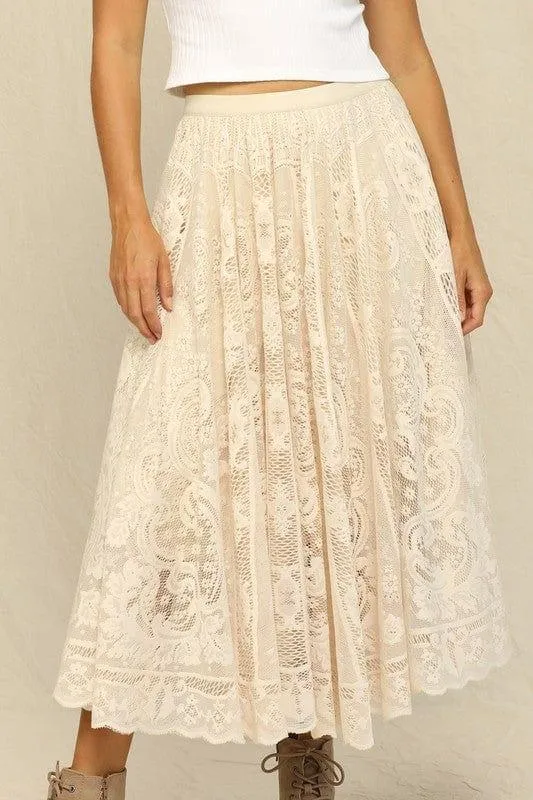 Elegant floral lace skirt