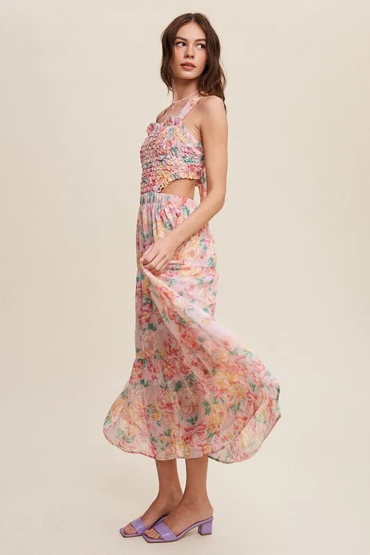 Floral Bubble Textured Two-Piece Style Maxi Dress *Online Only*