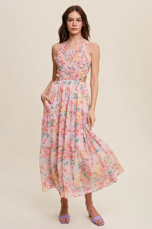 Floral Bubble Textured Two-Piece Style Maxi Dress *Online Only*