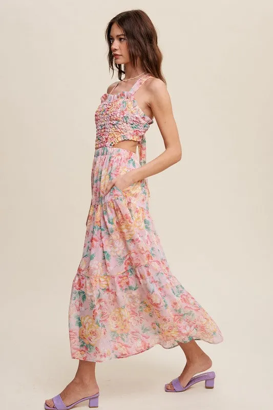 Floral Bubble Textured Two-Piece Style Maxi Dress *Online Only*