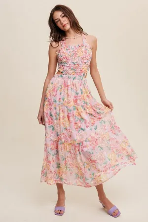 Floral Bubble Textured Two-Piece Style Maxi Dress *Online Only*