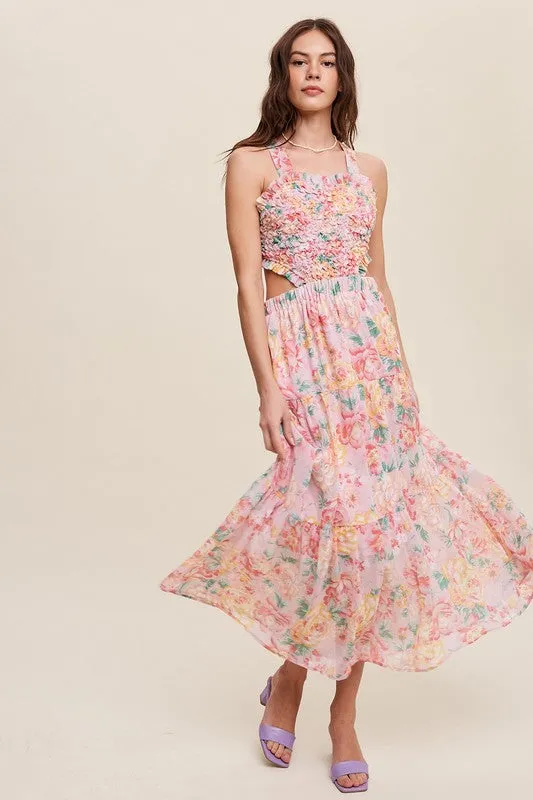 Floral Bubble Textured Two-Piece Style Maxi Dress *Online Only*