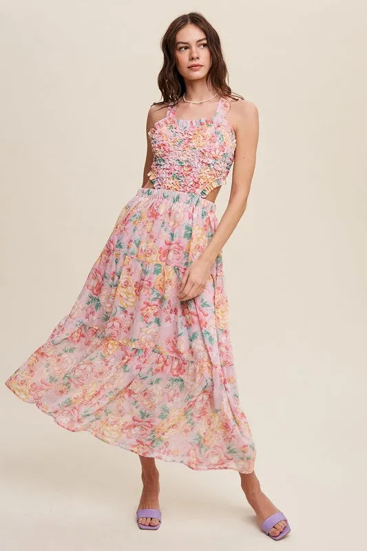 Floral Bubble Textured Two-Piece Style Maxi Dress *Online Only*