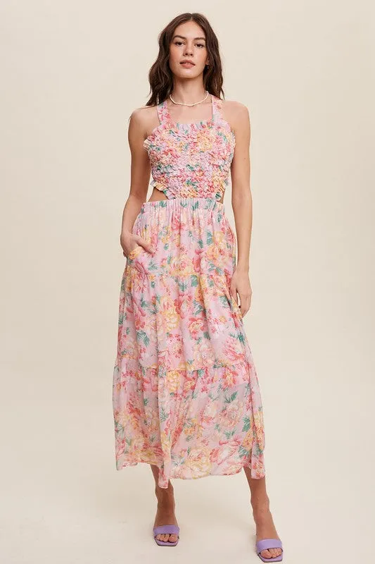 Floral Bubble Textured Two-Piece Style Maxi Dress *Online Only*