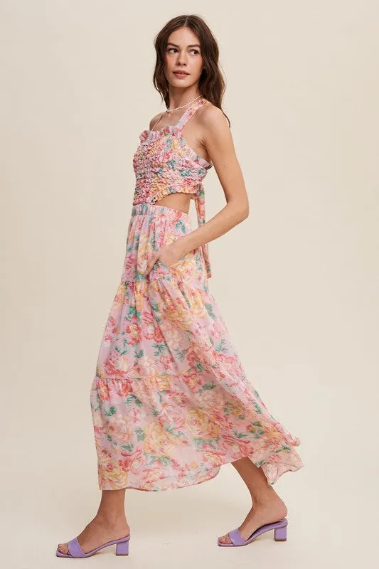 Floral Bubble Textured Two-Piece Style Maxi Dress *Online Only*