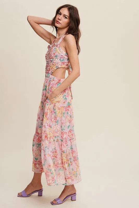 Floral Bubble Textured Two-Piece Style Maxi Dress *Online Only*