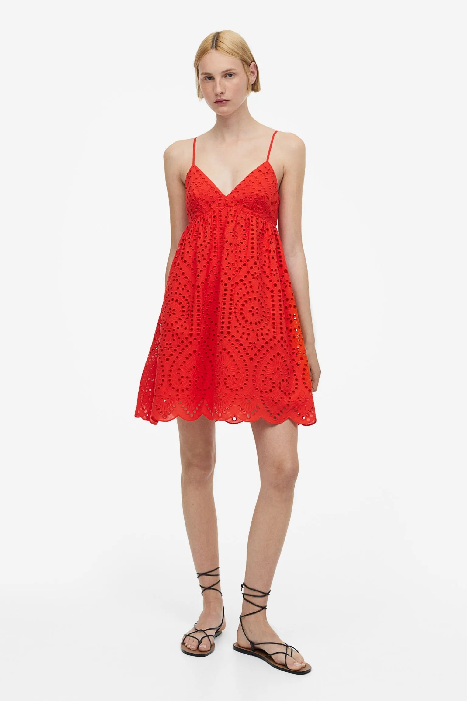 H&M Eyelet Embroidery dress, red