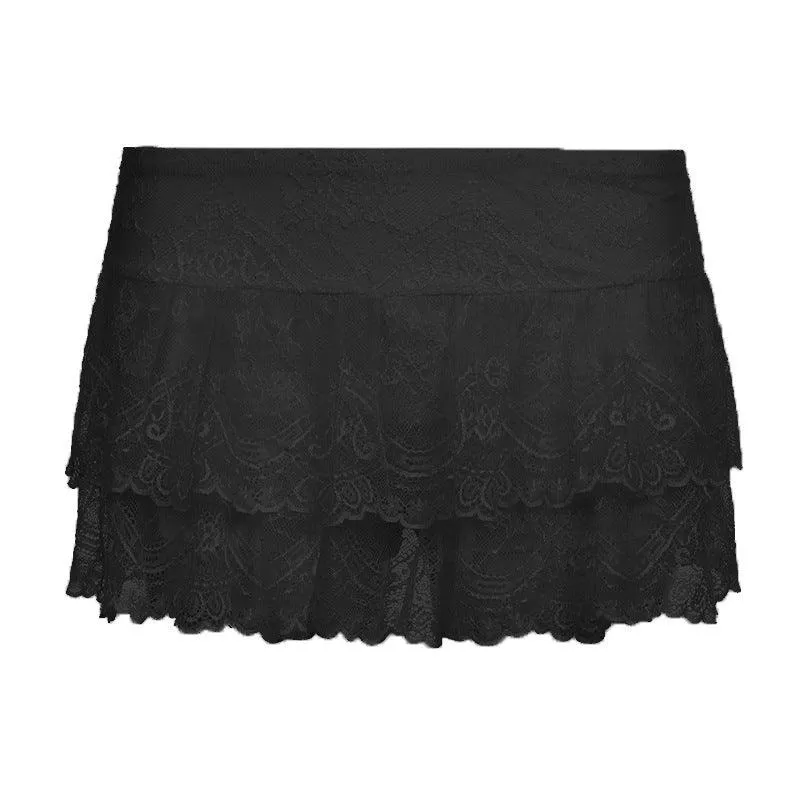 Lace Ruffle Mini Skirt