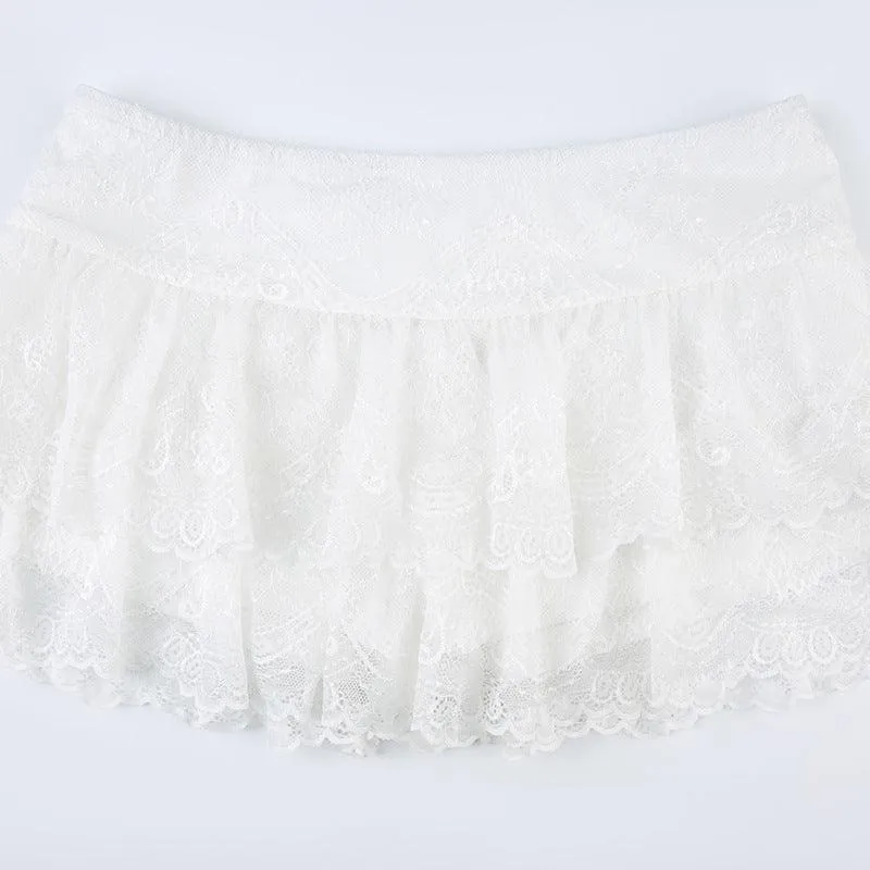 Lace Ruffle Mini Skirt