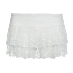 Lace Ruffle Mini Skirt