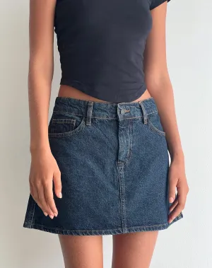 Mini A-Line Skirt in Denim Indigo