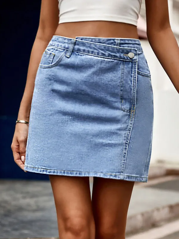 New Fashion Irregular Waist Design Denim Skirt Skirt