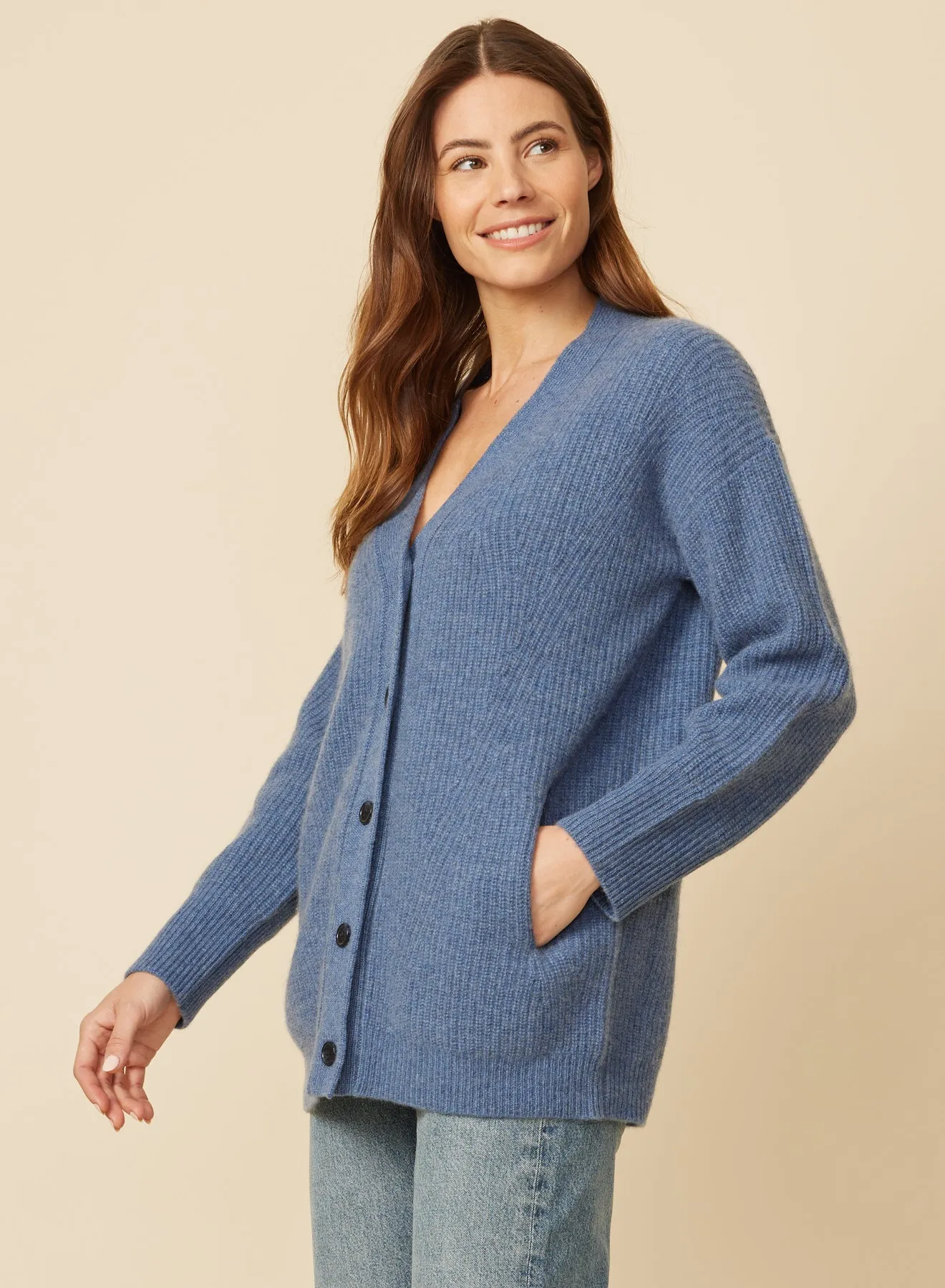 Newport Cashmere Cardigan - Cerulean