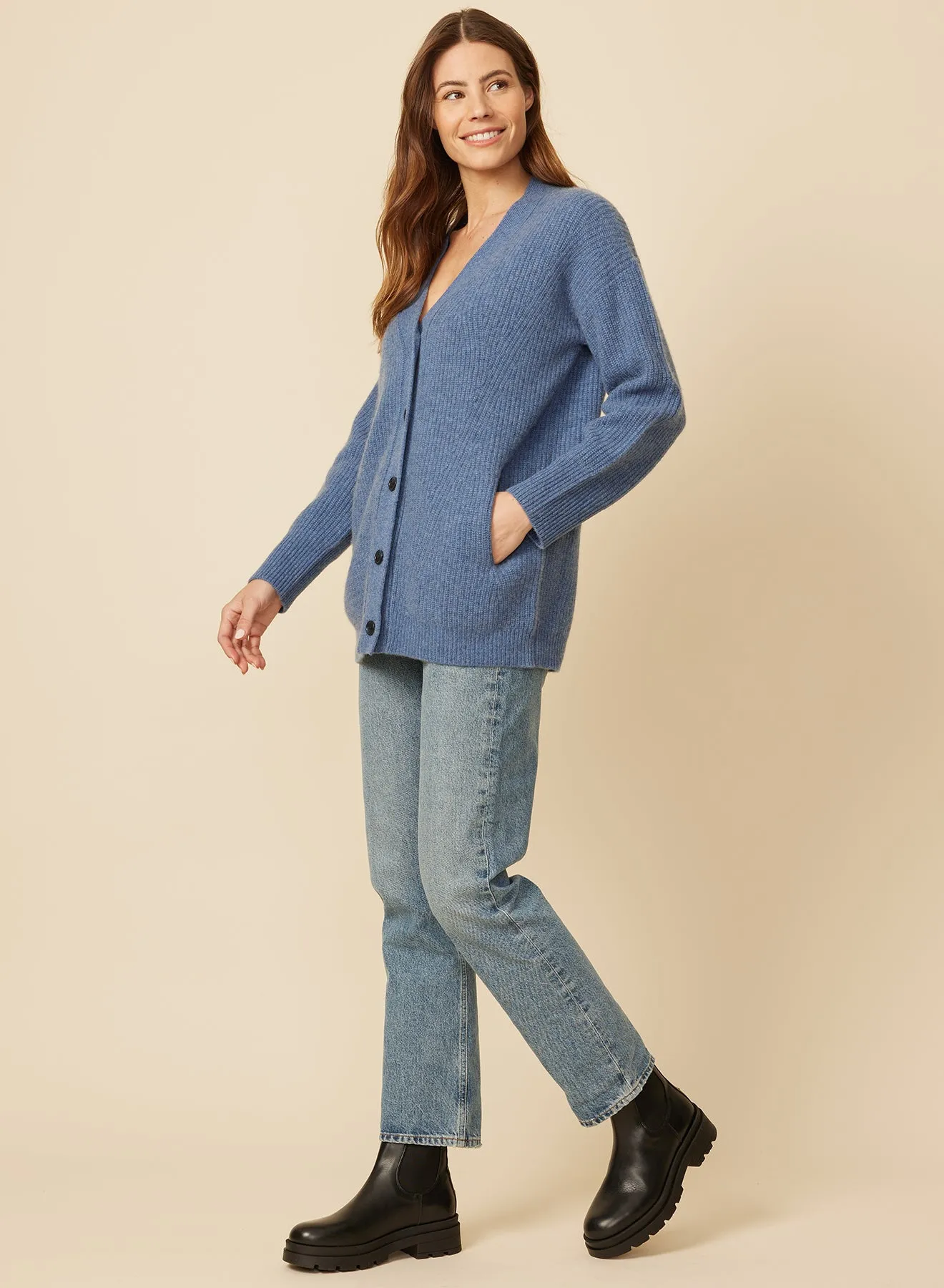 Newport Cashmere Cardigan - Cerulean