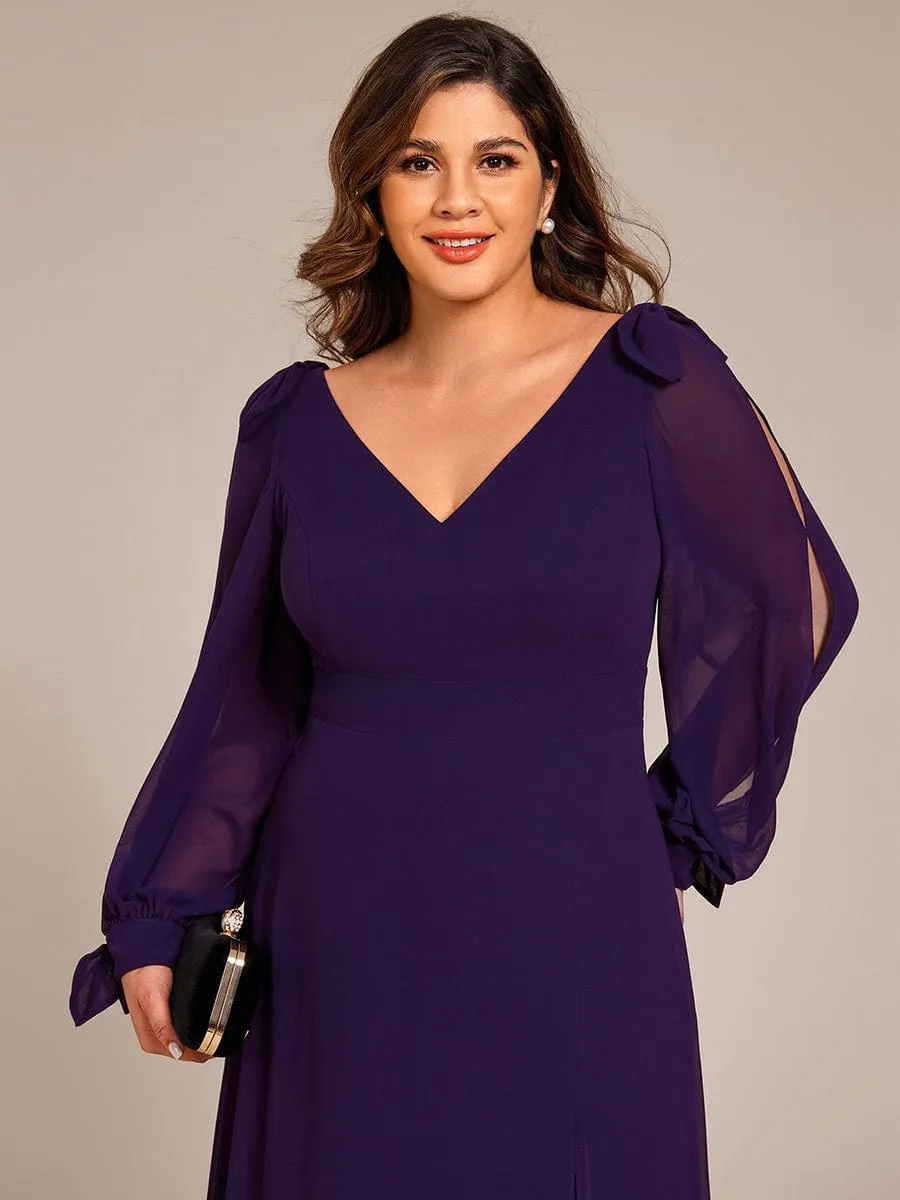 Open Lantern Sleeve A-Line Bridesmaid Dress