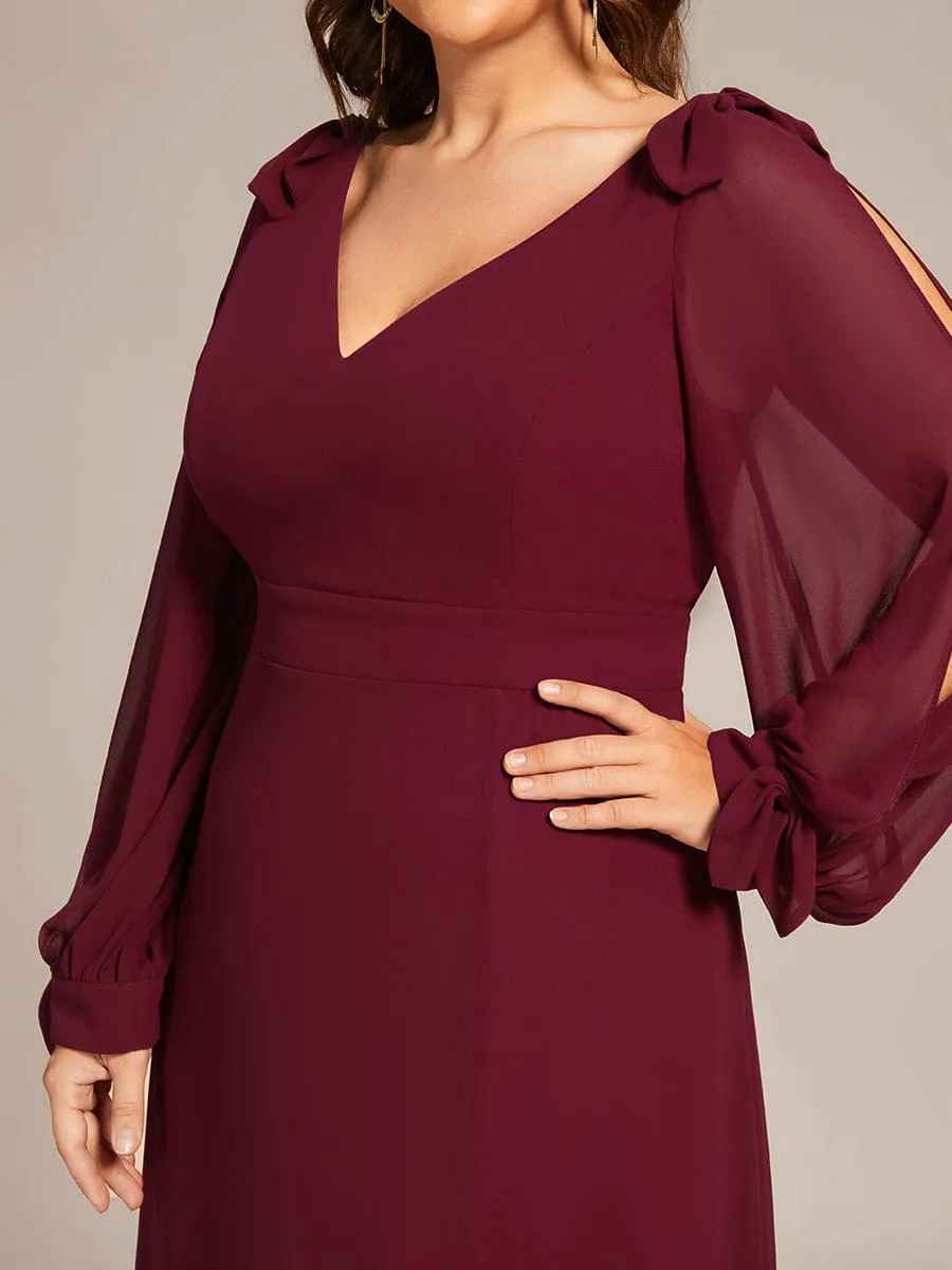 Open Lantern Sleeve A-Line Bridesmaid Dress