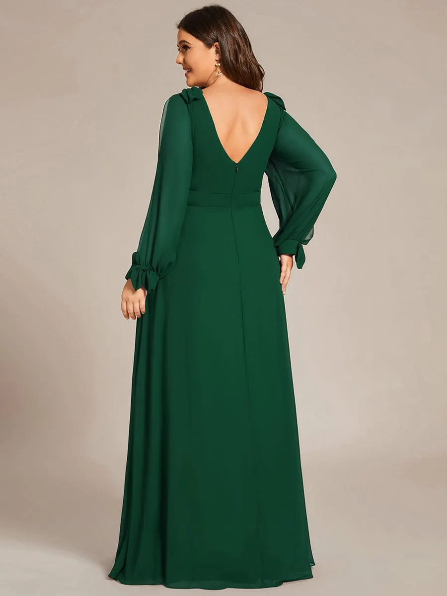 Open Lantern Sleeve A-Line Bridesmaid Dress