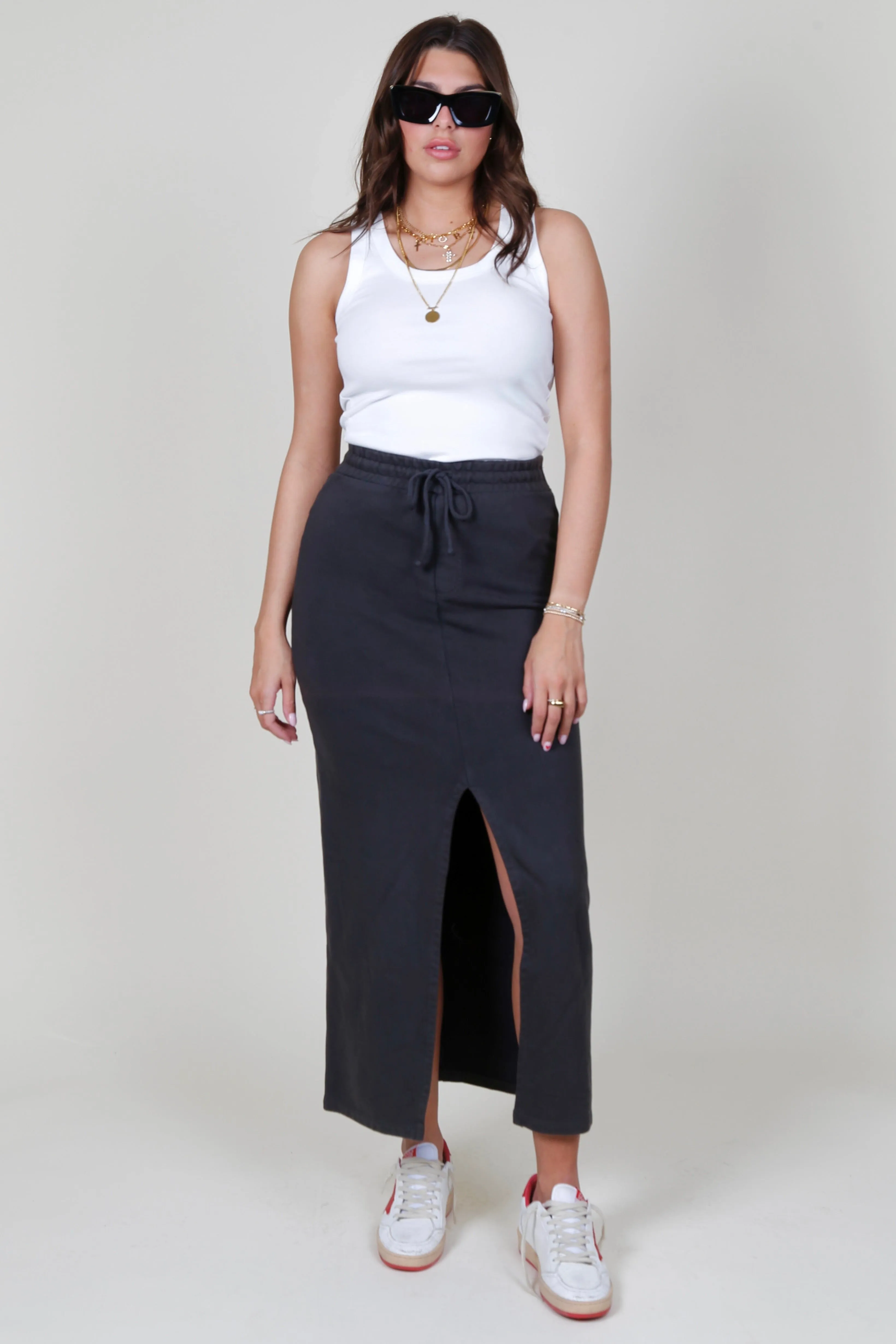 PROJECT SOCIAL T | Eternal Front Slit Maxi Skirt - Vintage Black