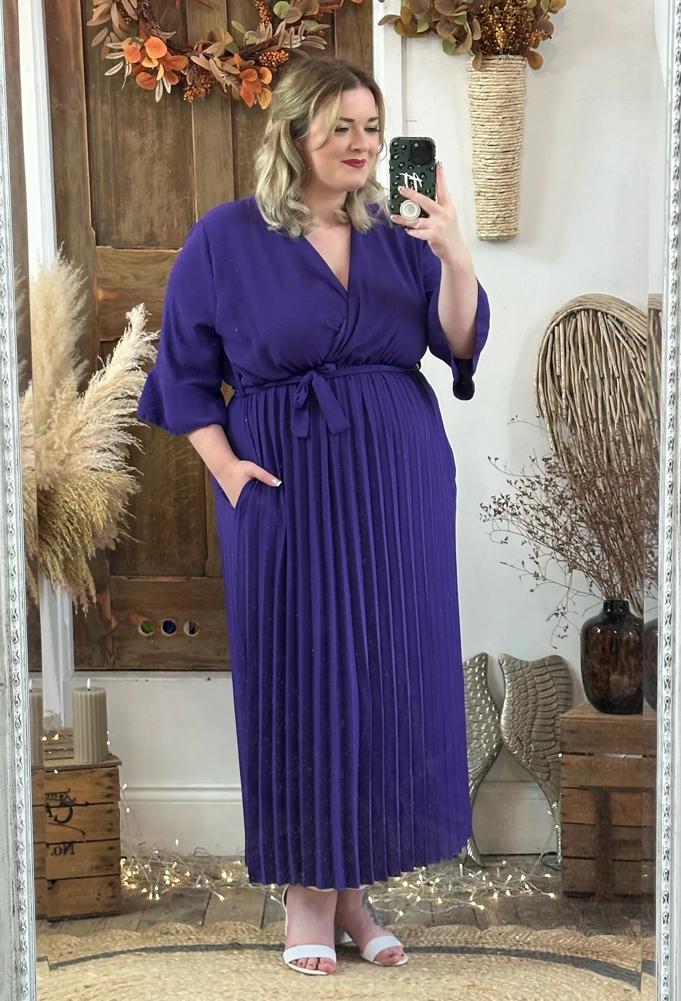 Rich Purple Rowan Pleated Midaxi Dress