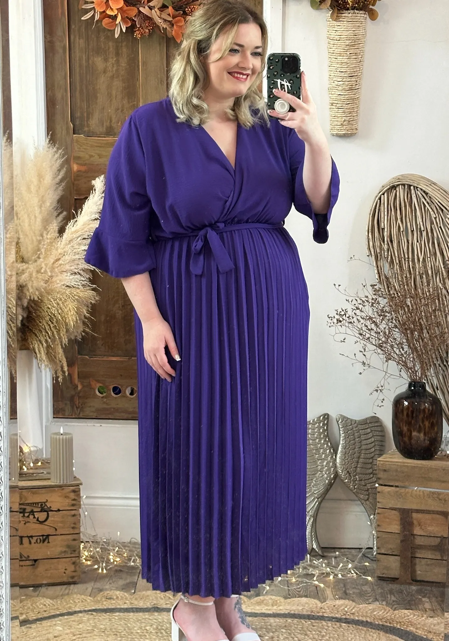 Rich Purple Rowan Pleated Midaxi Dress