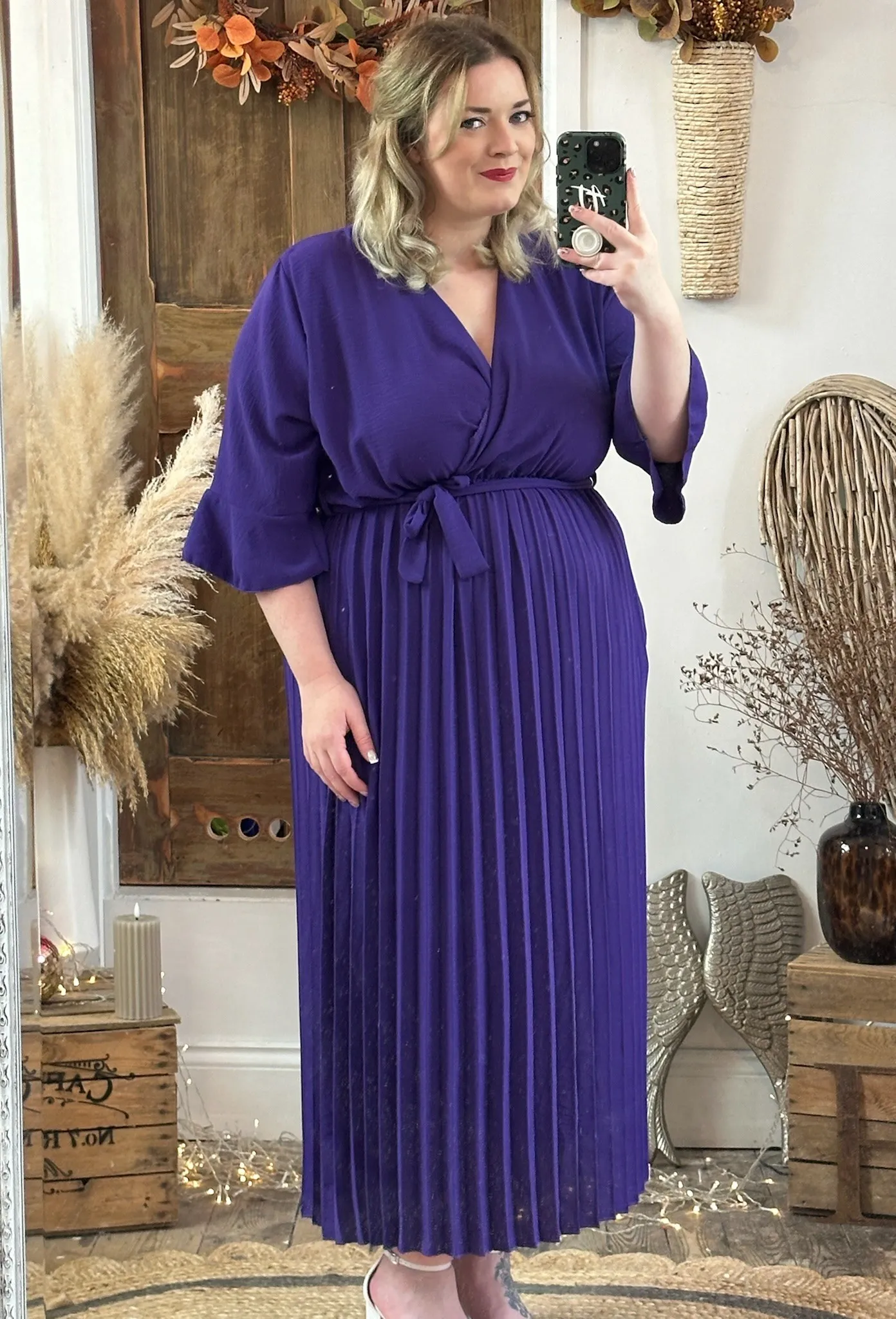 Rich Purple Rowan Pleated Midaxi Dress