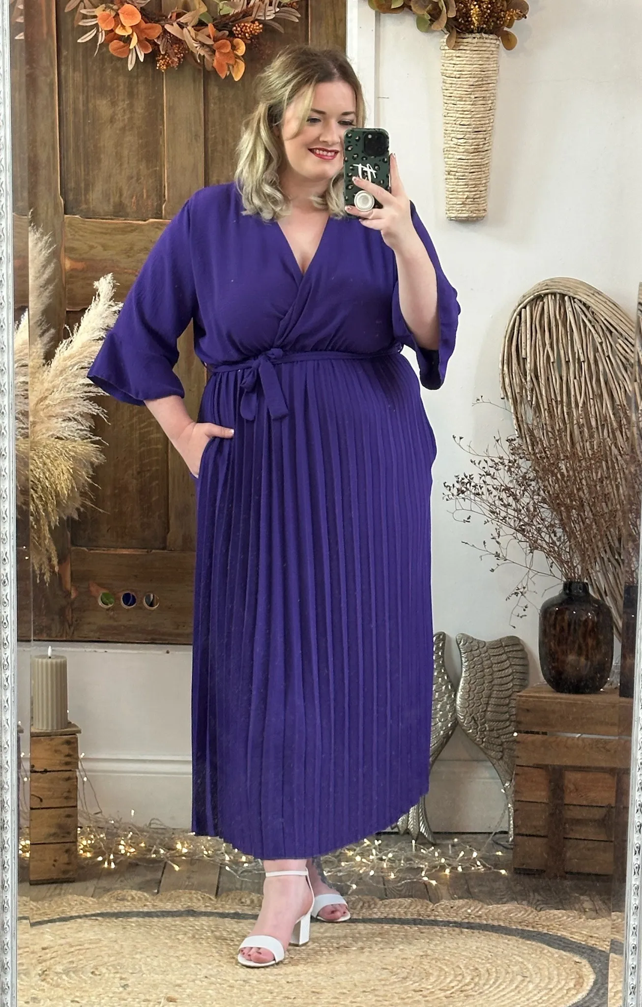 Rich Purple Rowan Pleated Midaxi Dress