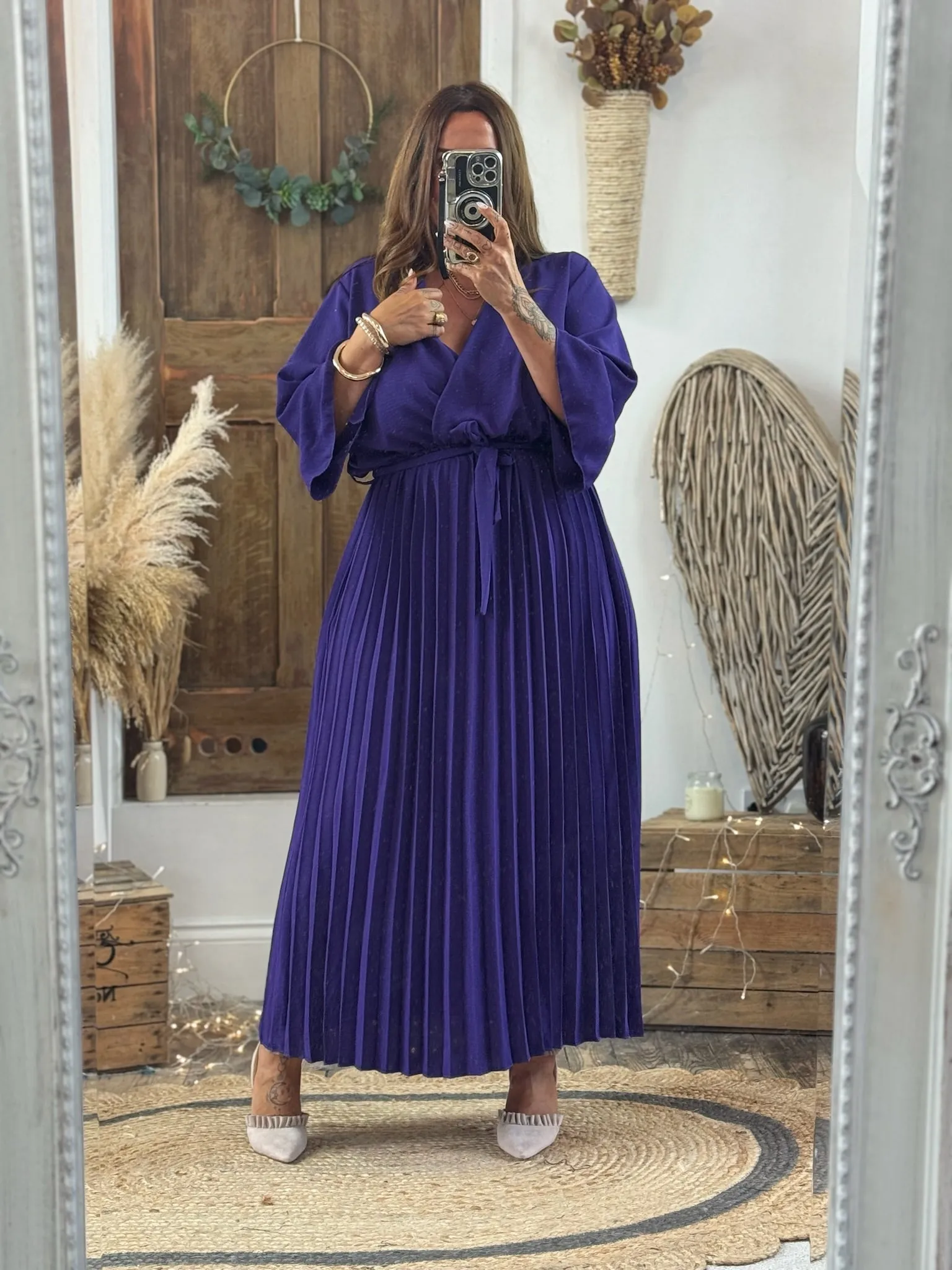 Rich Purple Rowan Pleated Midaxi Dress