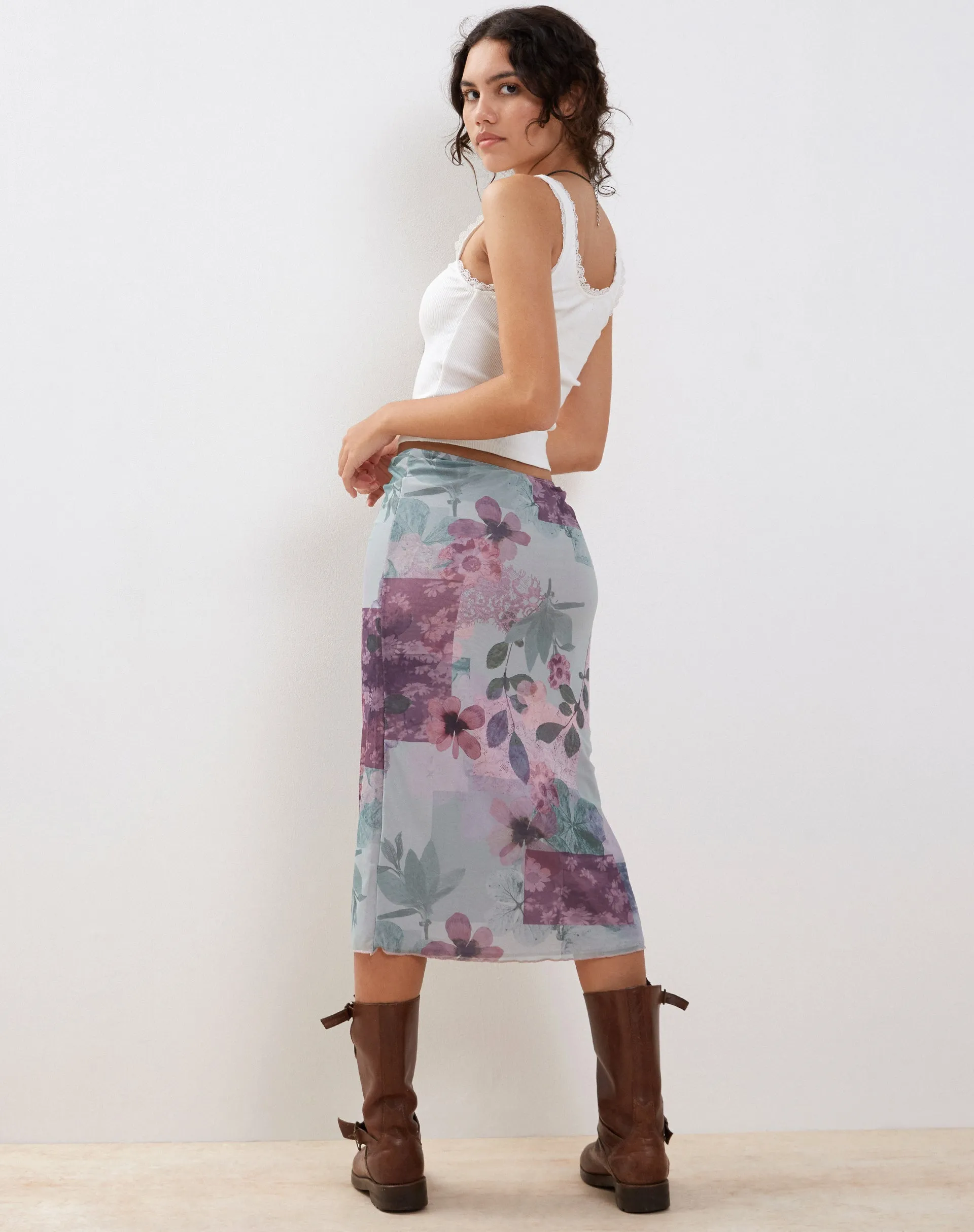 Rujha Midi Skirt in Abstract Scrapbook