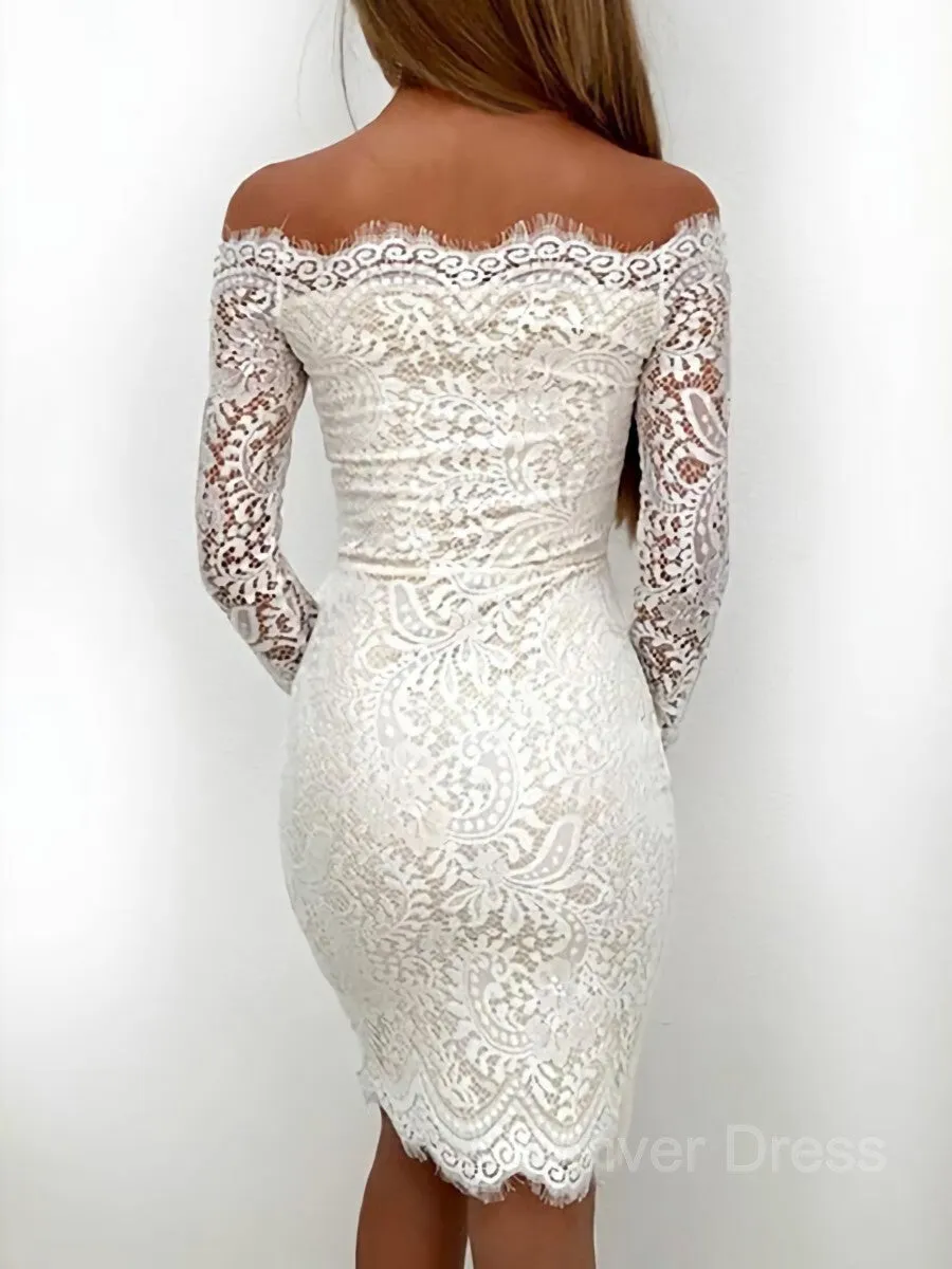 Sheath Off-the-Shoulder Short Lace Homecoming Dresses