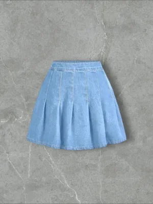 SHEIN PLEATED DENIM SHORT SKIRT