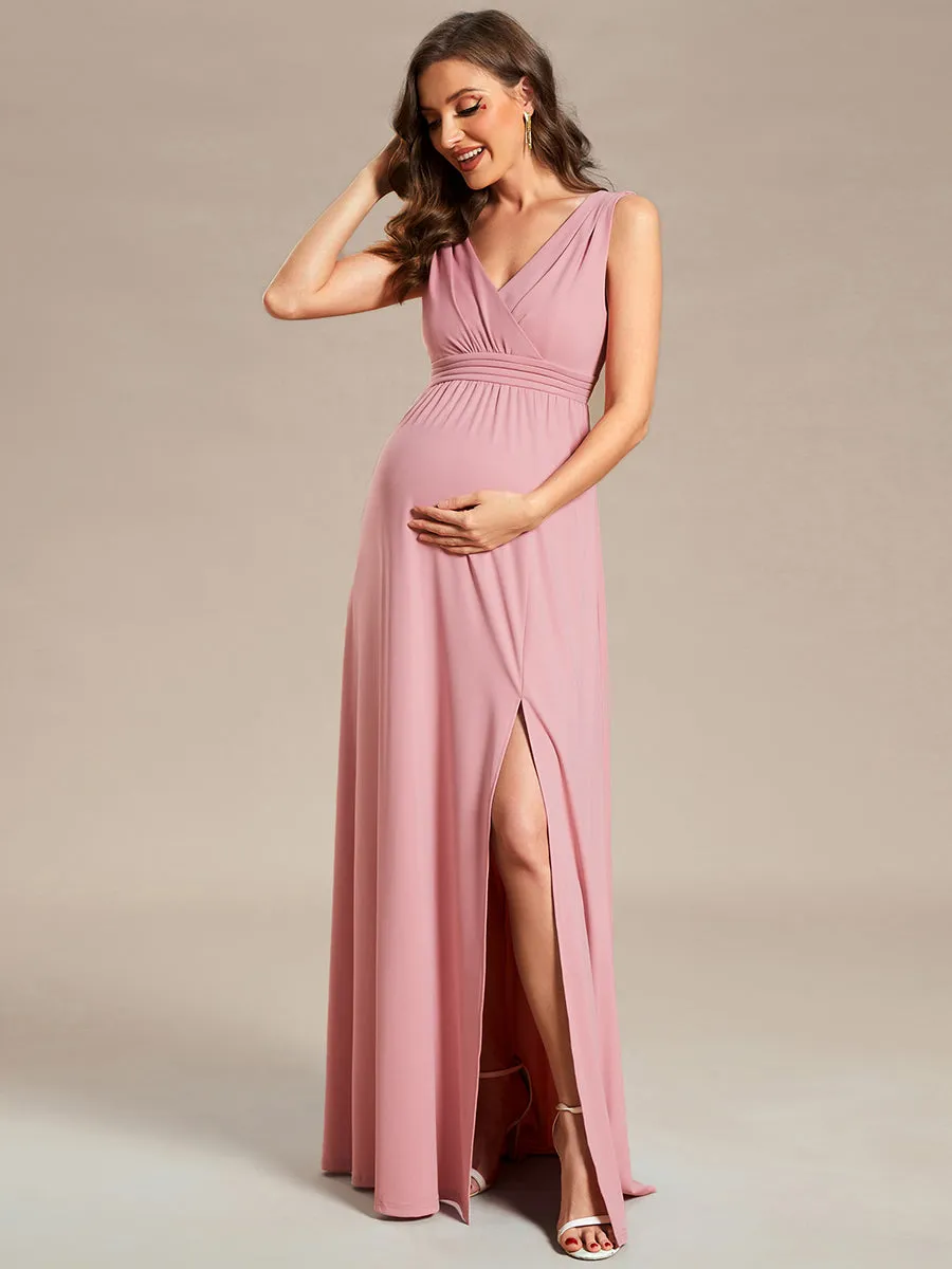 Sleeveless Side Split Bleted Wholesale Maternity Dresses