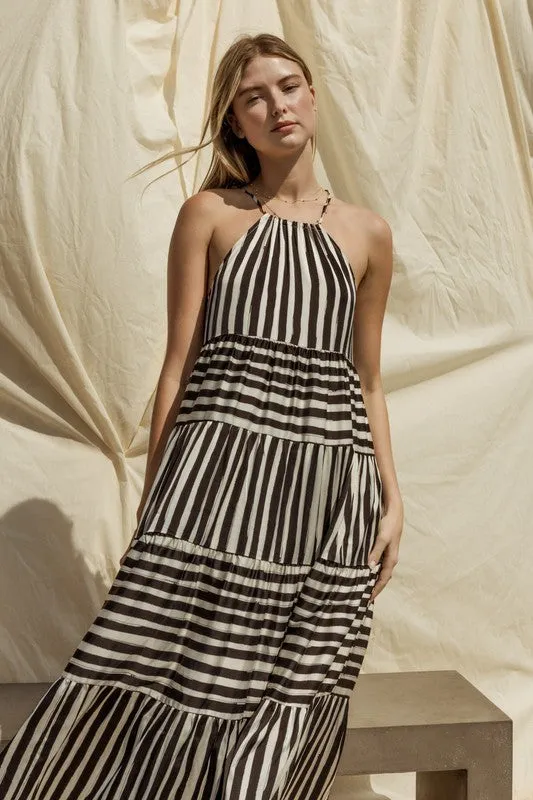 Sleeveless Stripe Tiered Maxi Dress *Online Only*