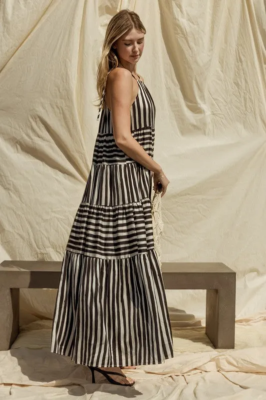 Sleeveless Stripe Tiered Maxi Dress *Online Only*