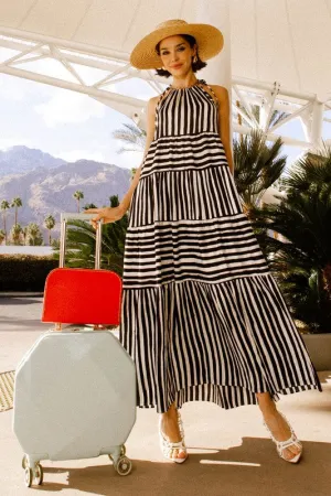 Sleeveless Stripe Tiered Maxi Dress *Online Only*