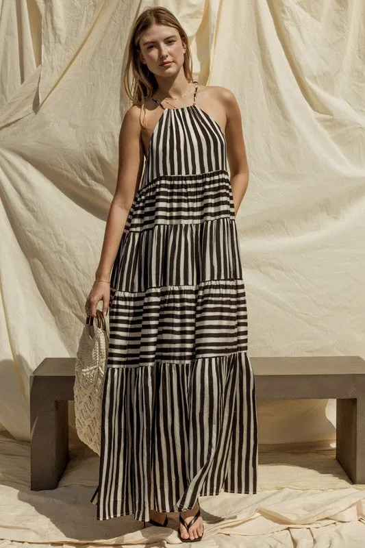 Sleeveless Stripe Tiered Maxi Dress *Online Only*